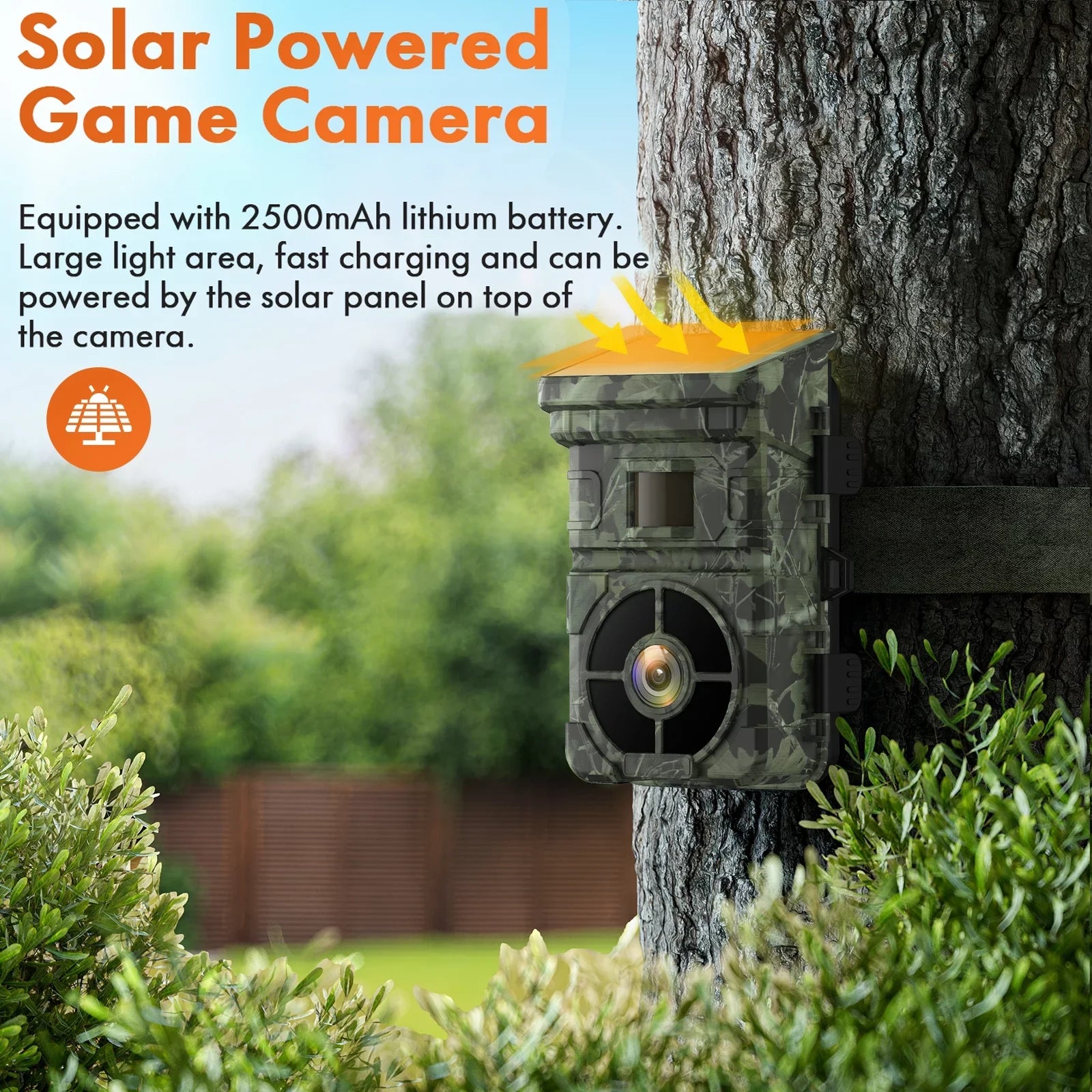 0.1s Solar Night with Camera Trigger Game Built-in SD IP66 120¡ãWide Speed Hunting Battery 24MP Card CAMPARK Cam Lithium with 1080P 2500mAh Trail Angle Camera Rechargeable LCD 2.0" Waterproof Vision