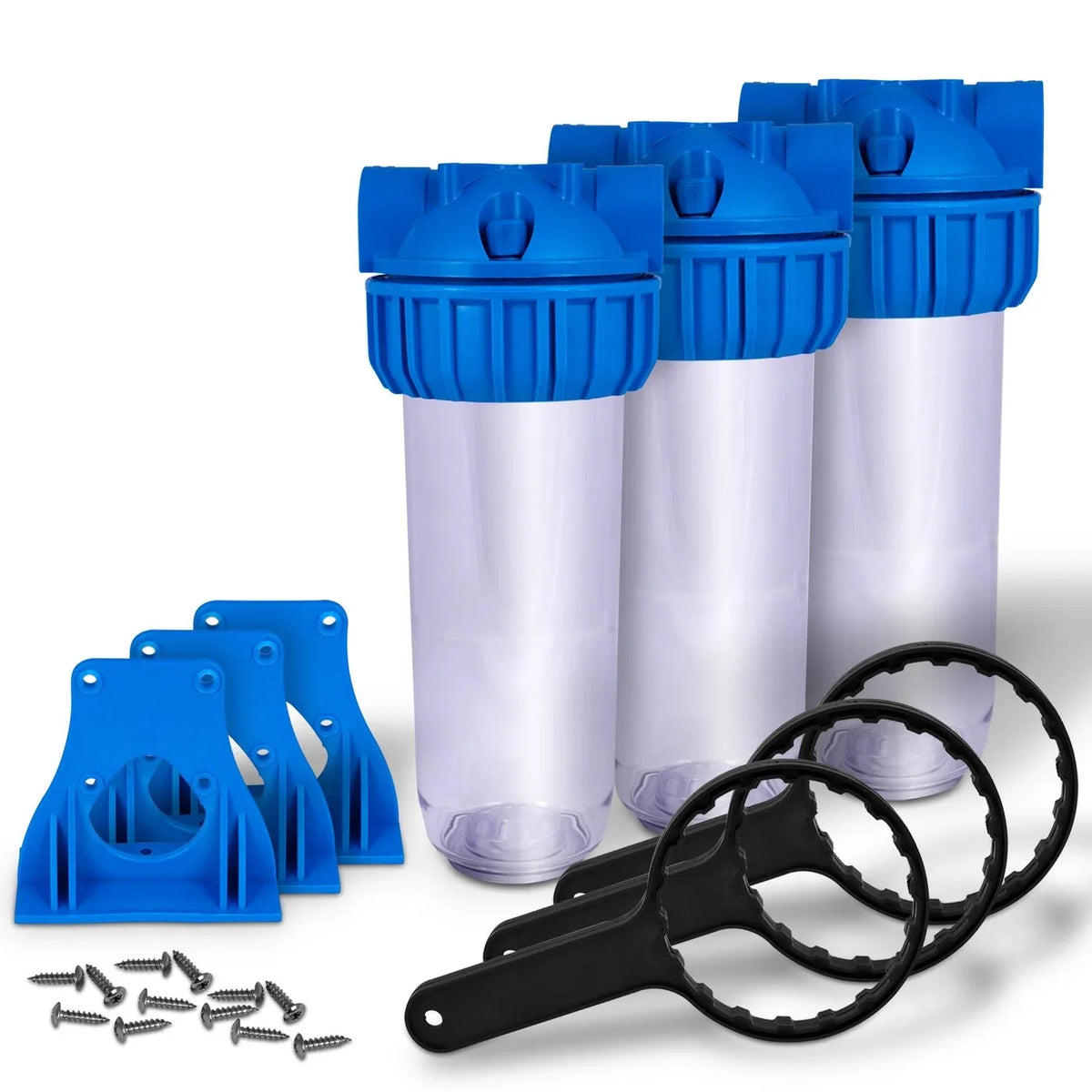 Whole 10" for Housing PACK) Water System, Mounting Standard Port, Transparent House Filtration Hardware Brass (3 3/4 Included!