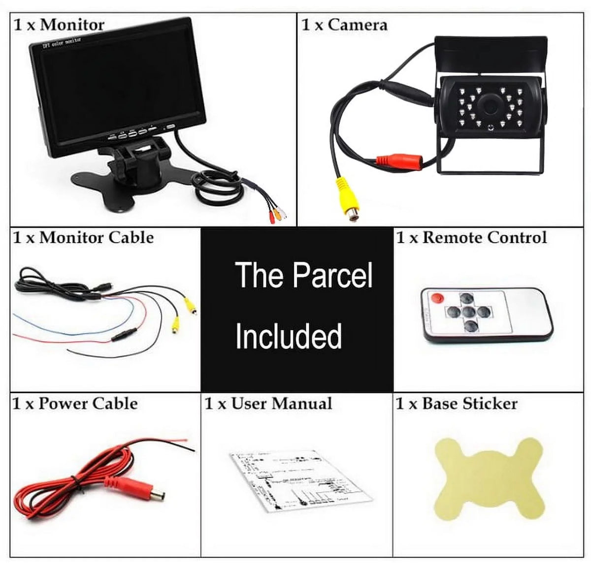 Van RV Car feet Truck for cable Car Monitor Bus parking system TFT camera IR with reverse Vision+32 7inch LCD 12V/24V Night 18 LED