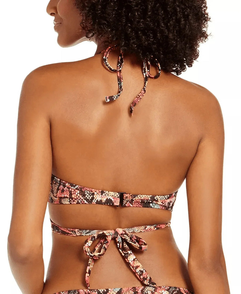 Halter Printed Reptilia Bikini Top,Python Sized D Multi,34 Womens Bra Sundazed