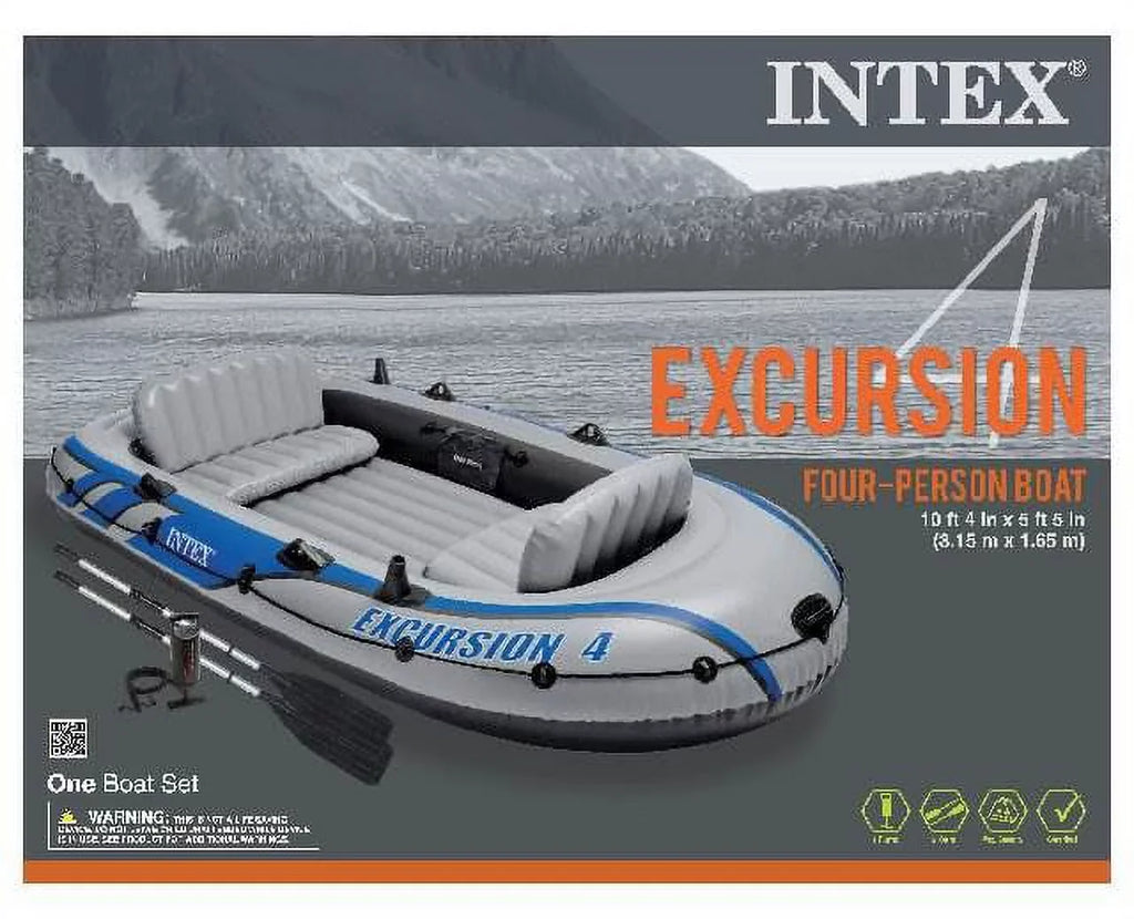 Excursion Pump Pack) (2 Person Intex Rafting 4 w/ Inflatable & Oars Boat Fishing