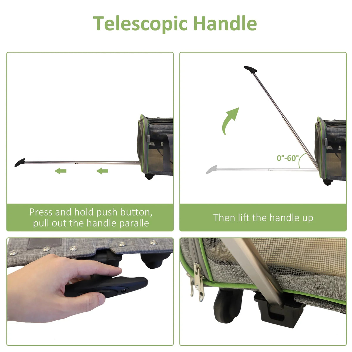 for Mesh Telescopic Soft-Sided Carrier with Removable Carrier Cats, Airline Pet with Cat Handle, and Wheels Cat Pet Safety for Wheel Approved Strap and Dog, Dogs Base, & Carrier