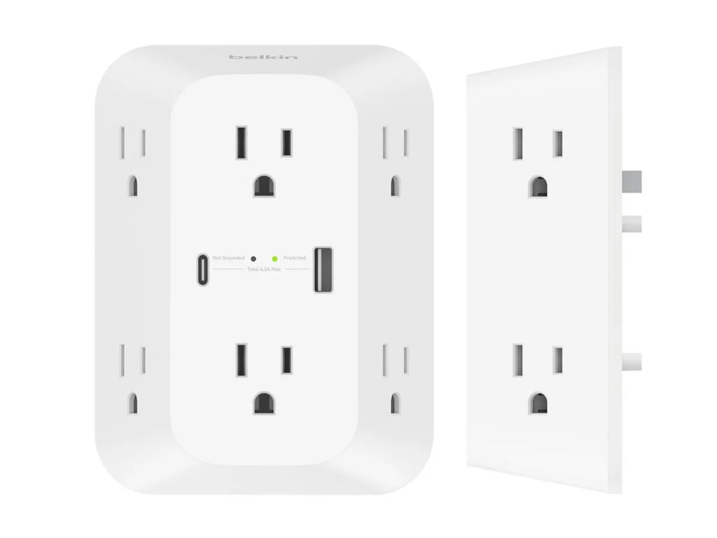 '- output connectors: mountable) Belkin AC 8 (wall Surge protector - -
