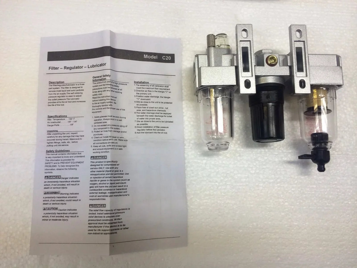 FILTER MINI PARTICULATE AIR REGULATOR LINE LUBRICATOR FILTER COMBINATION 1/4"