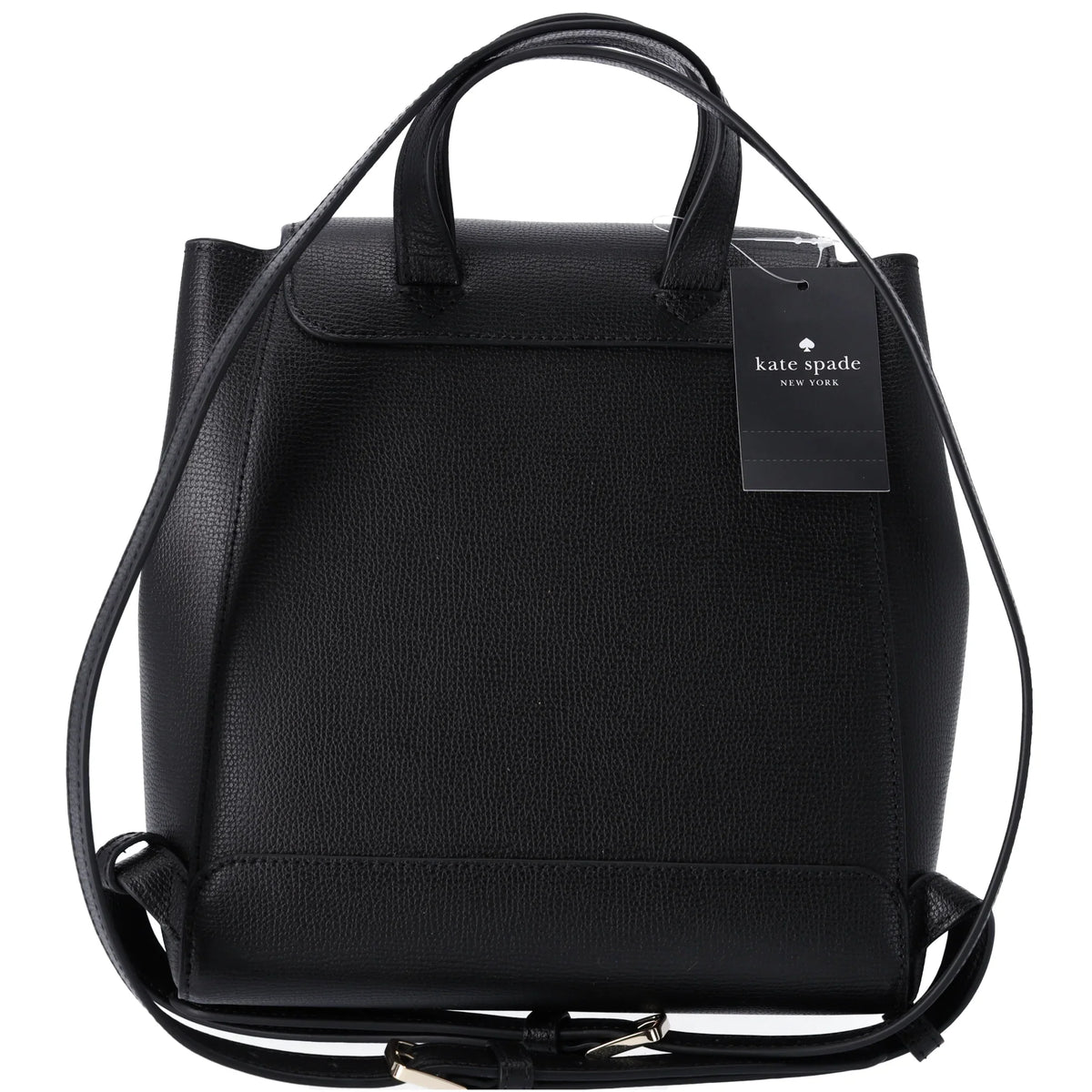 Backpack Kristi Grain Spade Kate Black Drawstring Flap Leather Refined Medium