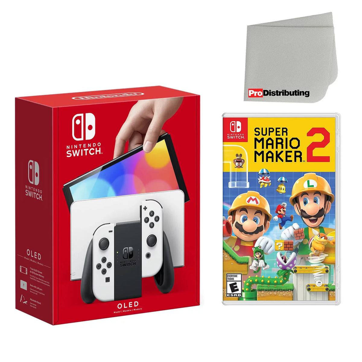 Cleaning OLED Cloth Switch Maker 2 White Console Screen and Mario with Super