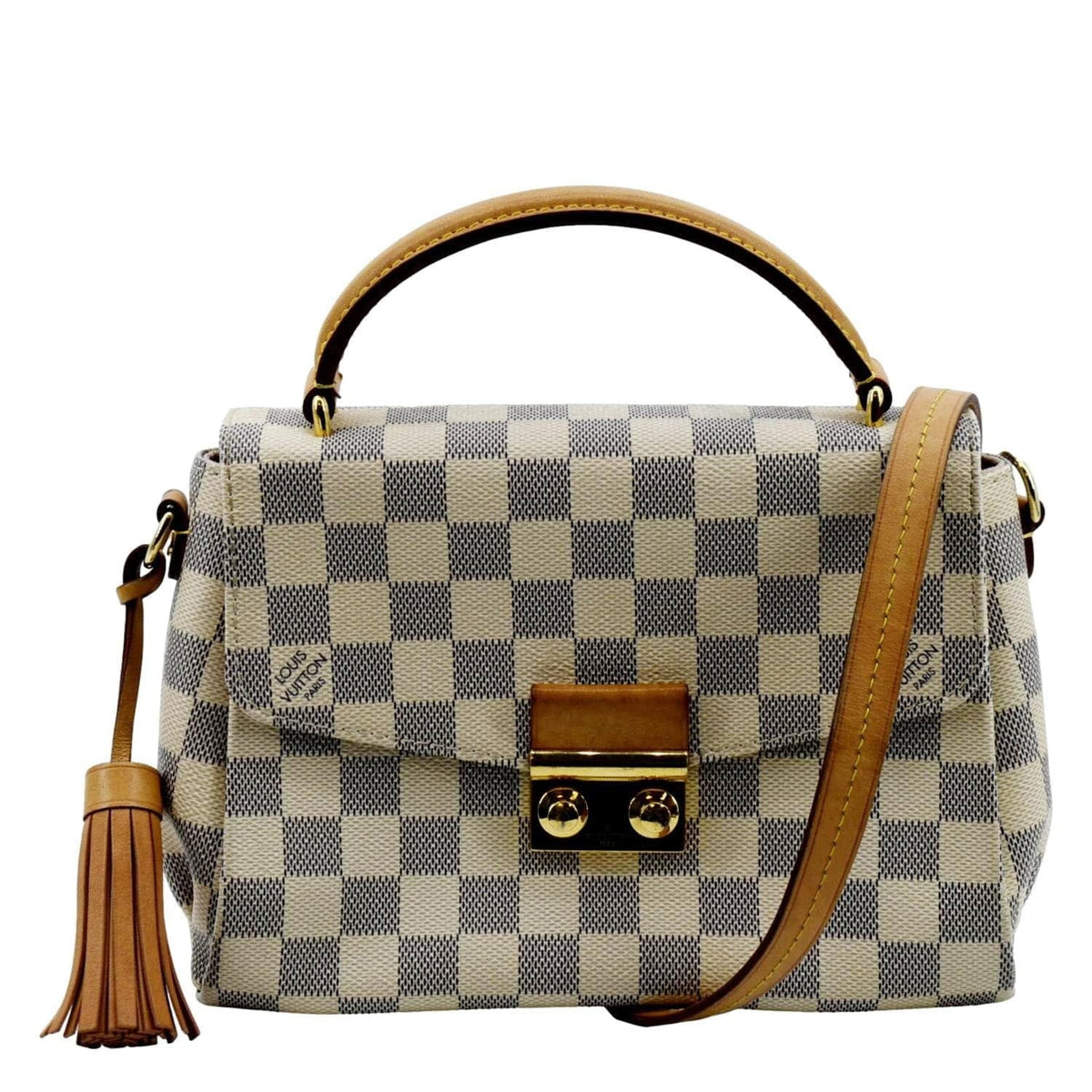 VUITTON Damier Pre-owned LOUIS Crossbody Croisette Bag Satchel White Azur