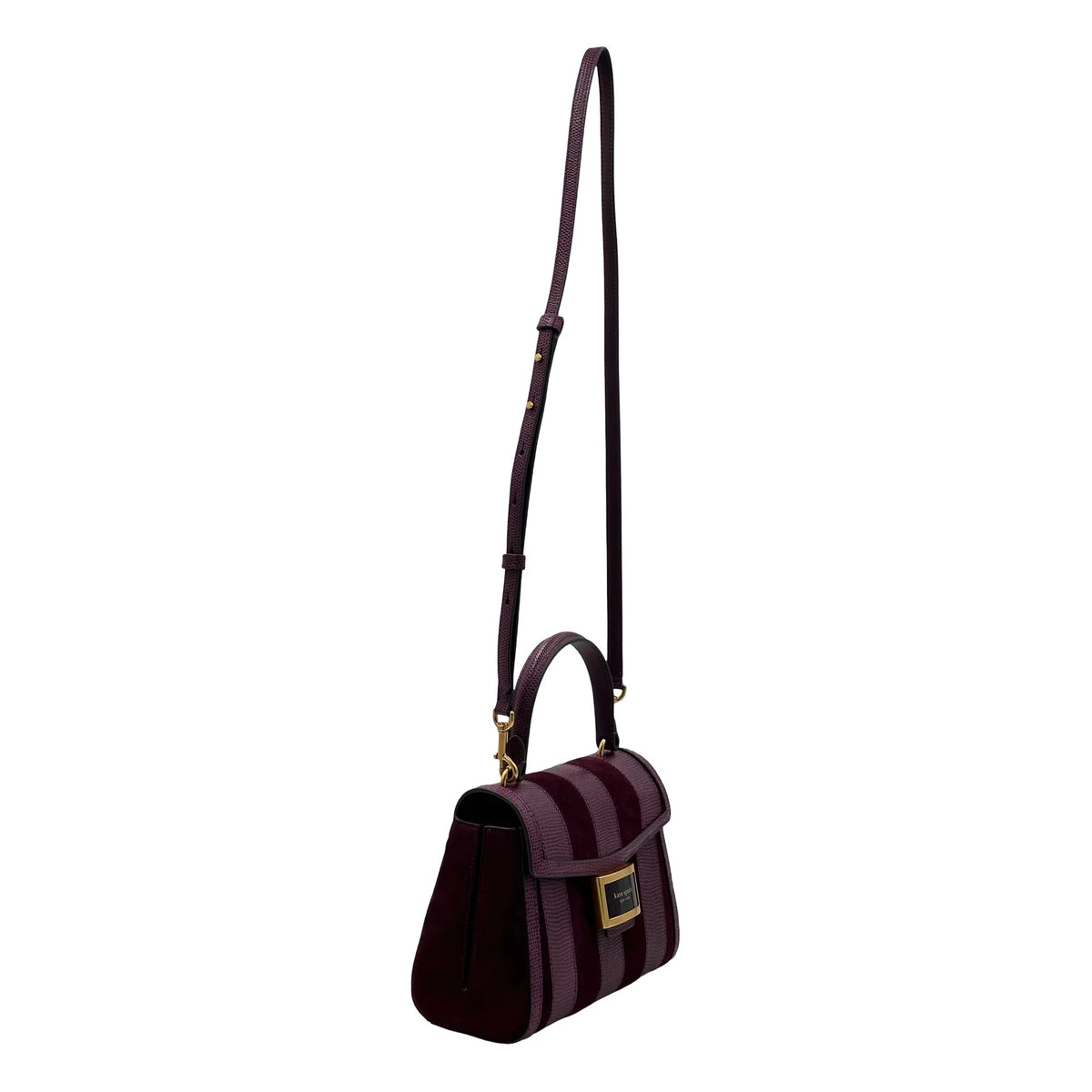 Spade Lizard-embossed Bag Small Top-handle Katy Burgundy - Kate Striped