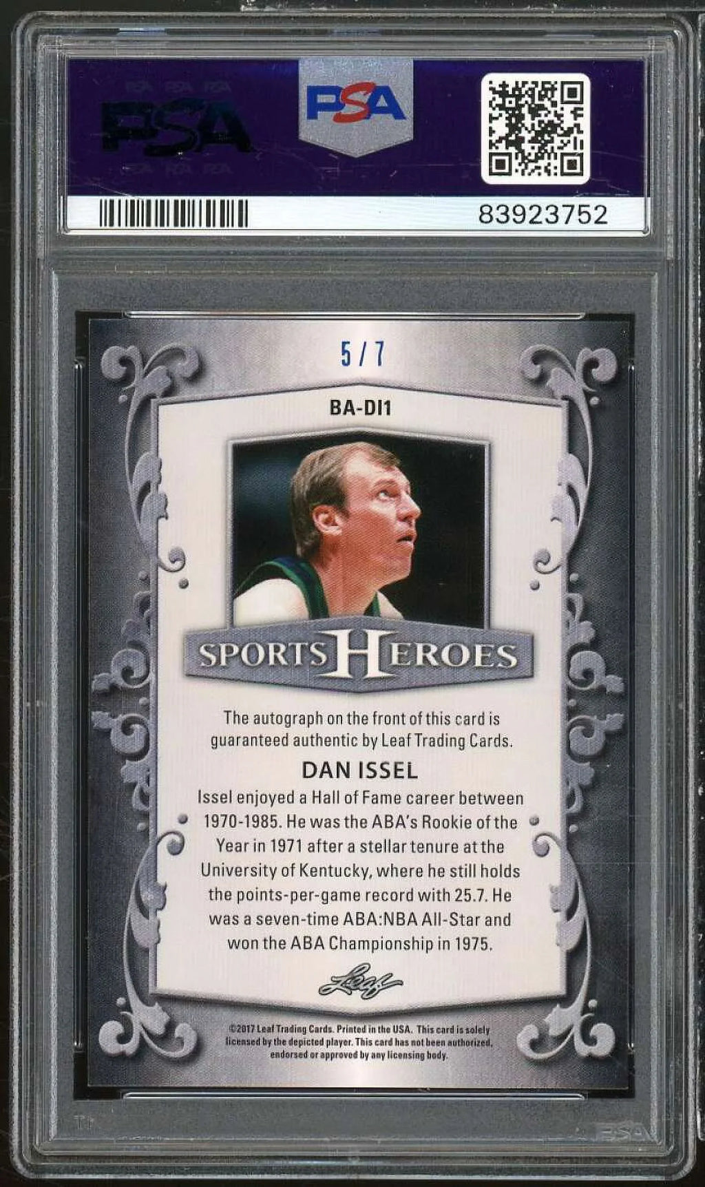 Heroes Blue PSA Dan Leaf Auto #BADL1 Metal Issel Sports 5/7) 9 Card (#d 2017