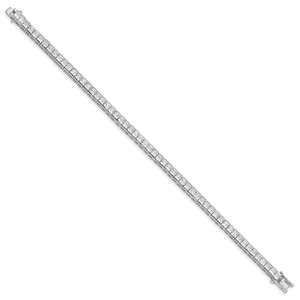 925 Women(L- for 7.5 inch Rhodium Plated Tennis Zirconia Auriga Bracelet 7.5inch) Sterling Silver