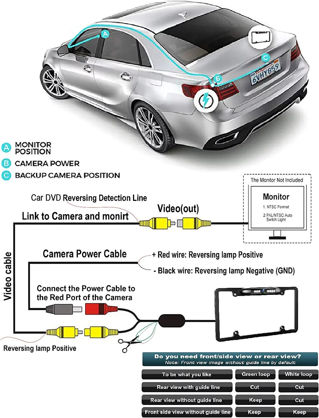 ILXW650 License ALPINE for Black Camera Plate Rearview Frame Backup ILX-W650