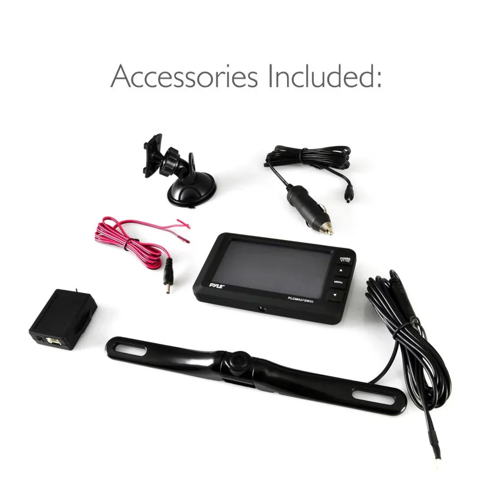 4.3 Rearview Monitor PLCM4378WIR Backup Adjustable Pyle Camera Inch with Car