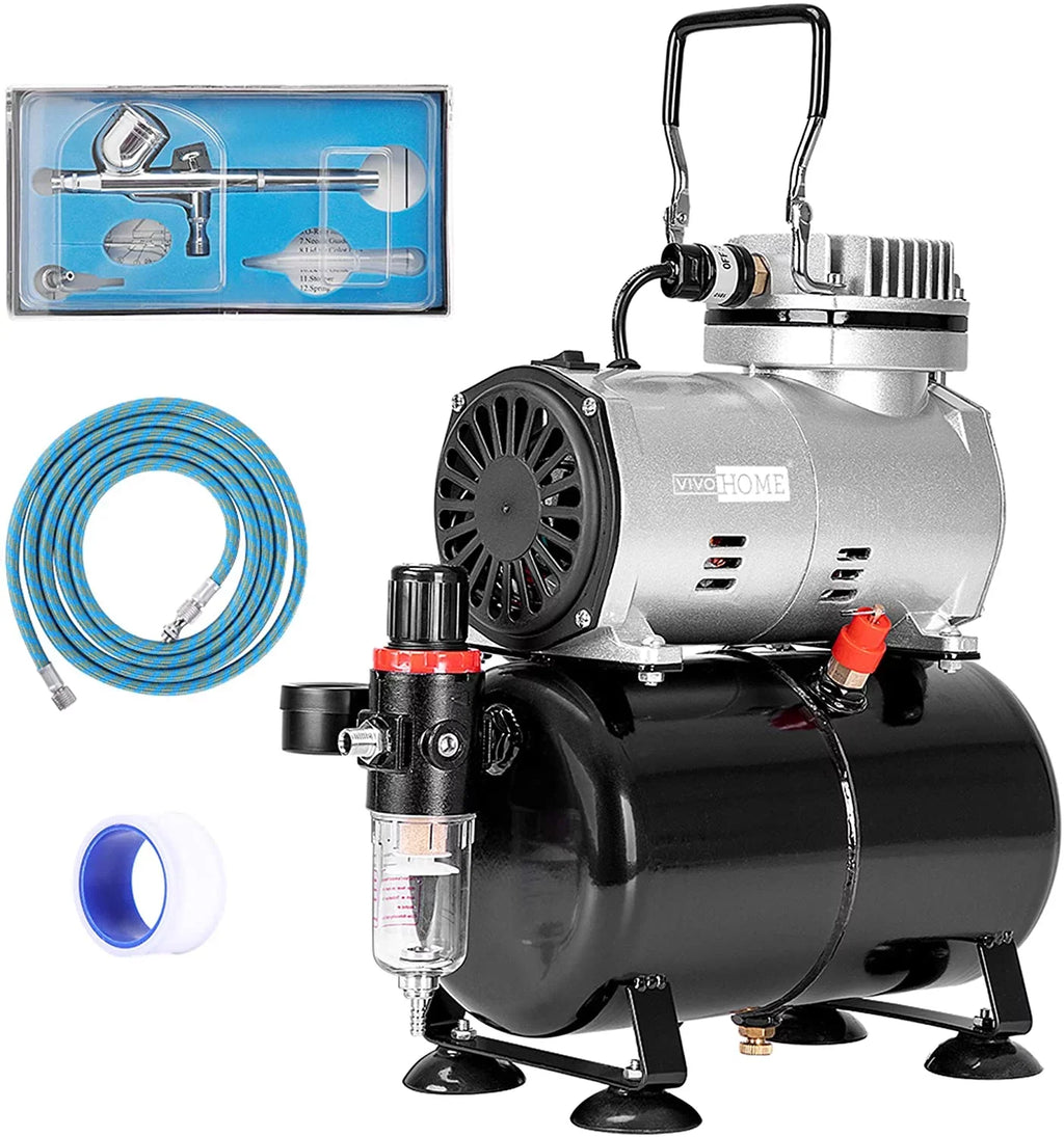 Tattoo with Professional for HP Airbrushing Sprayer 1/5 Decoration Air 110-120V VIVOHOME Cake Shoes Makeup System and Compressor Paint 1 Paint
