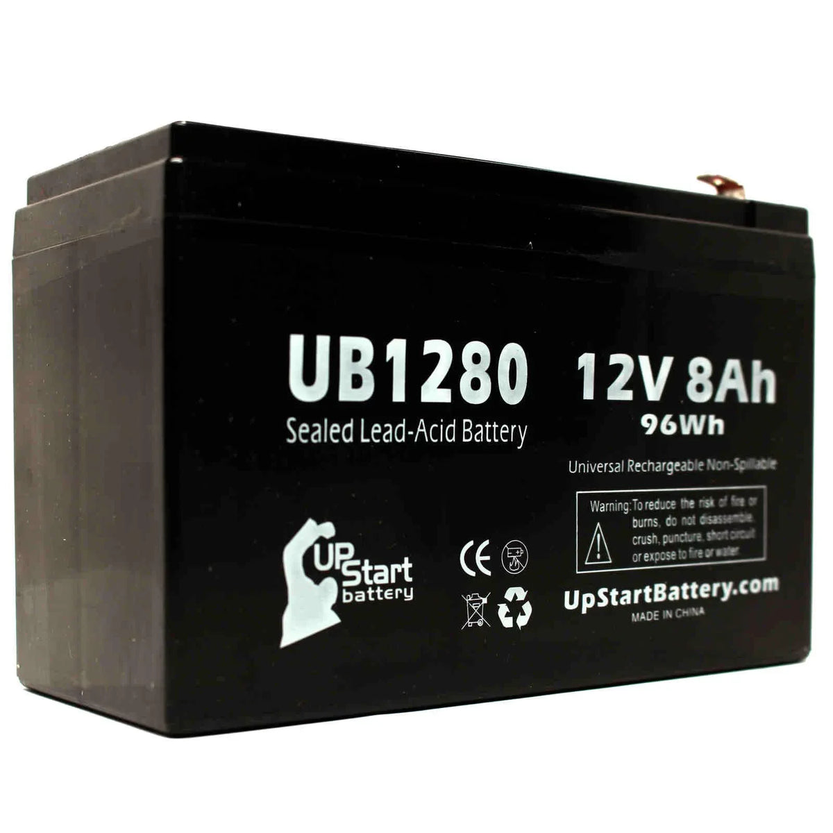 '- - 8000mAh, 6 Battery to UB1280 - AGM, Opti-ups Compatible F1 Adapters Sealed Replacement F1 3x 280ES Universal Pack Terminal, Lead Acid 8Ah, SLA) Terminal F2 (12V, Battery Includes
