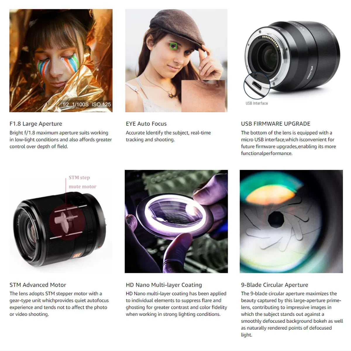Black A7RIII A7SII Focus E-Mount a6400 A7III a6500 Camera Support Auto AF for STM F1.8 Lens Viltrox Sony 85mm A7II Sony a6300- Full-Frame