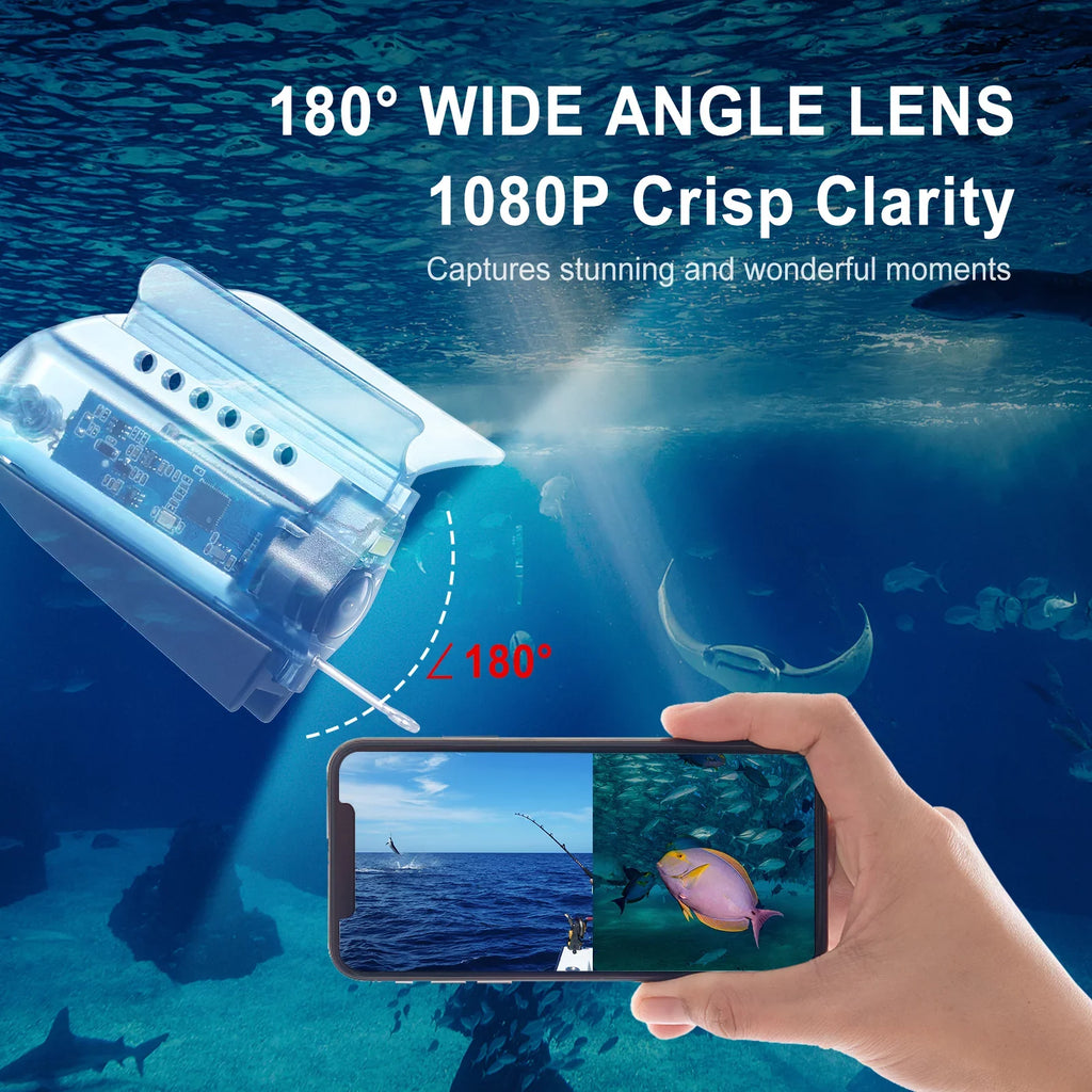 Boat Cage Holder Finder Fishing Sea with Lake Kayak Ice with 50M Control Cable Fishing Live Camera APP Case Underwater Bait 1080P Camera Video Carry for Fish Fishing Phone Mobile Dcenta
