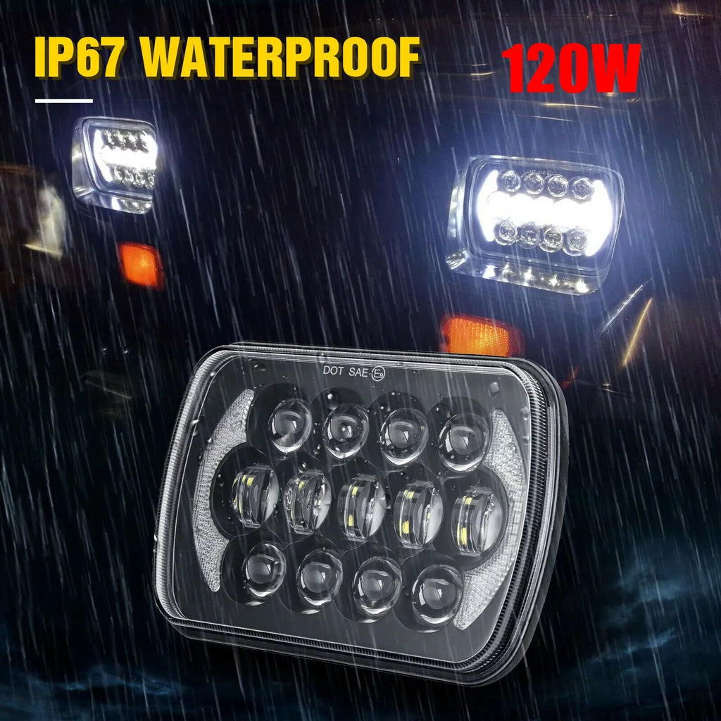 Cherokee LED Lo Pair Headlight Beam 400W DRL 5x7" 7x6" XJ Jeep Chevrolet For Hi