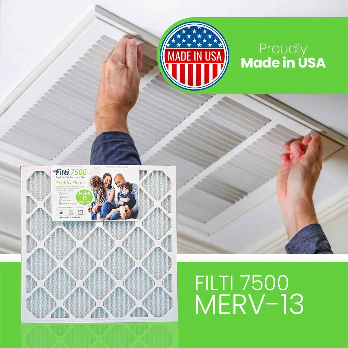 Pleated (4 Air Furnace 13 7500 Filti Home Pack) MERV HVAC Filter 16x20x1