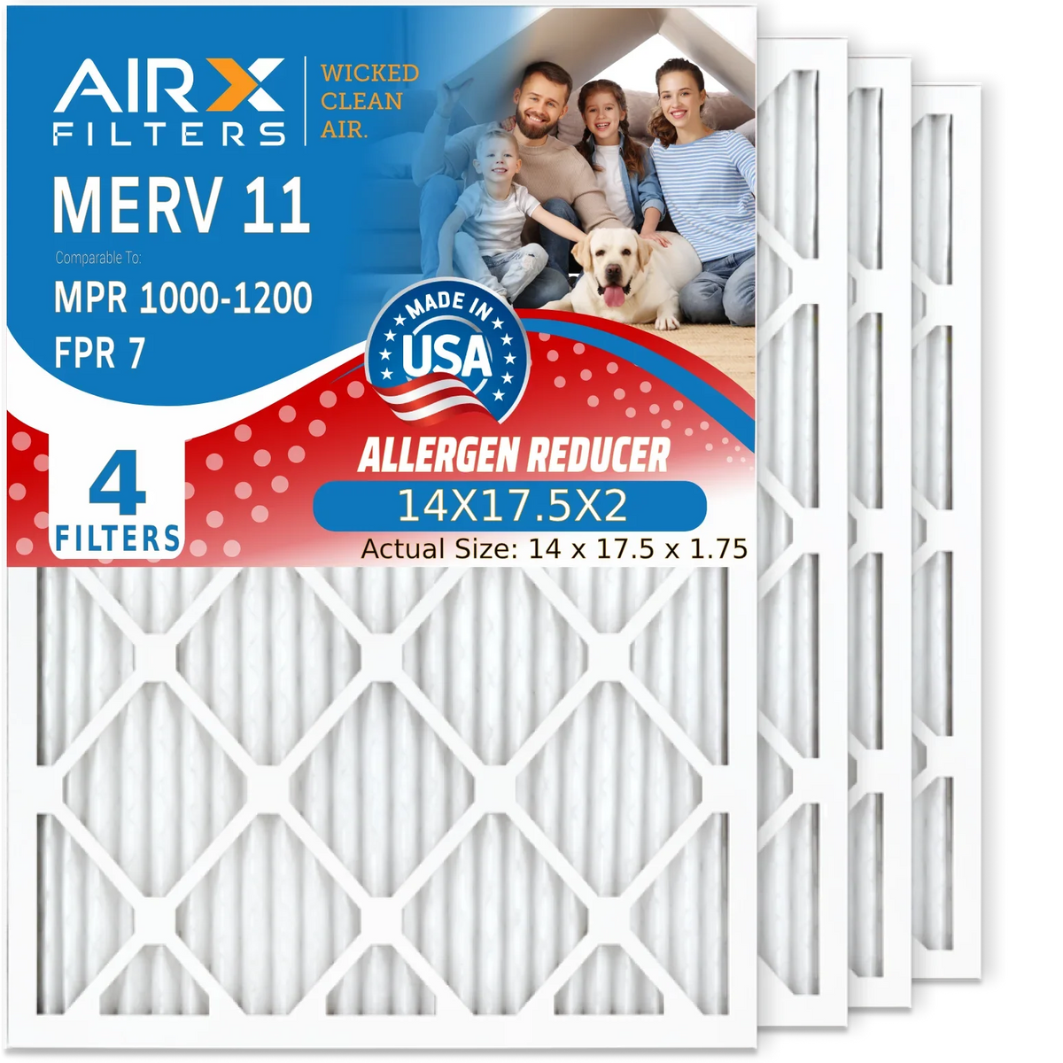 by AIRX with AIR. FILTERS New DR120 Pack Filter MERV Comparable FPR DR90 CLEAN to 1200 WICKED Style 4 Dehumidifiers & Compatible 50070171-002 Air MPR MPR & 7 Honeywell 11 14X17.5X2 1000,