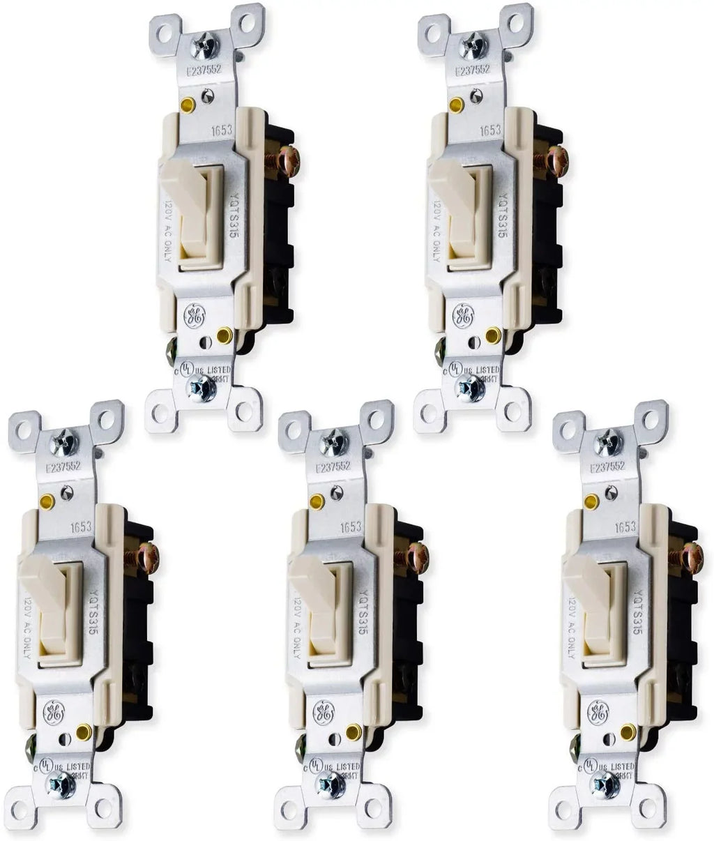 Almond, 15 Toggle Grounding Switch, Pack, GE Amp, 44032 Light 3-Way, Light 5