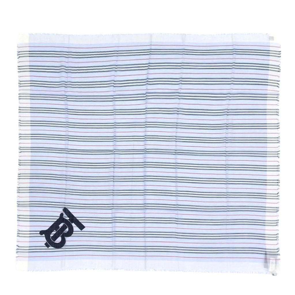 border New) (Like scarf Pre-Owned blue BURBERRY stripe silk wool light 80173691 Burberry