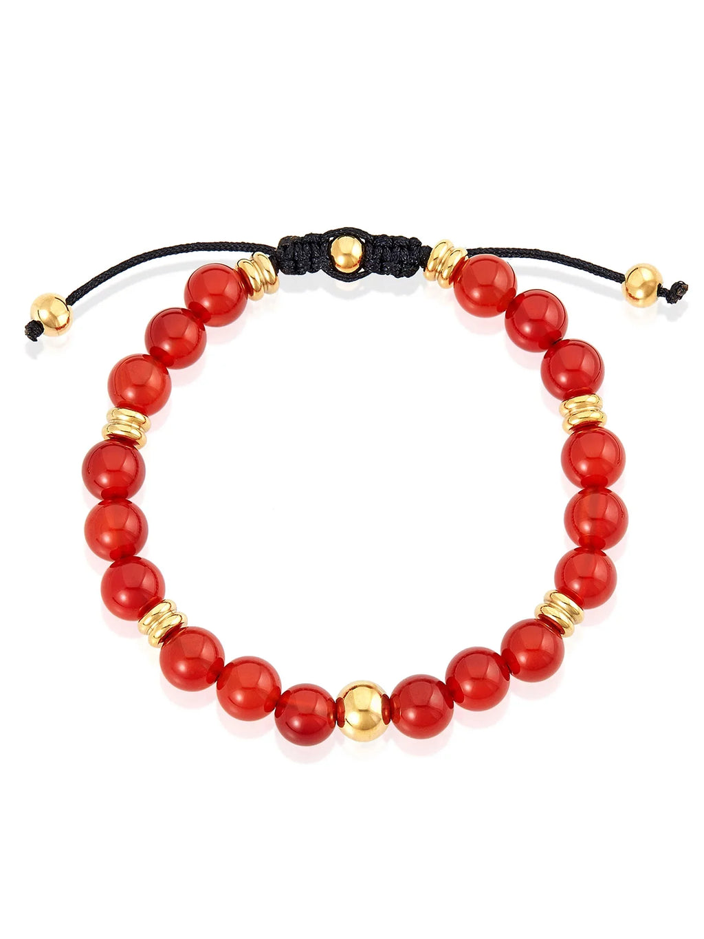 Red and Plated Bracelet Gold Jewelry Men's Beaded Adjustable Stone Agate (8mm) Coastal Steel Stainless