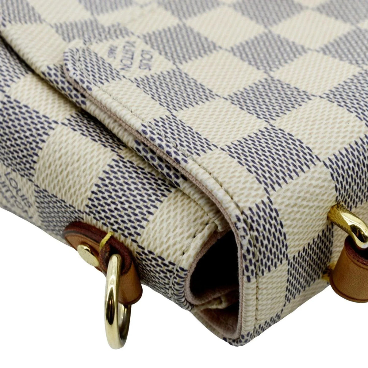 VUITTON Damier Pre-owned LOUIS Crossbody Croisette Bag Satchel White Azur