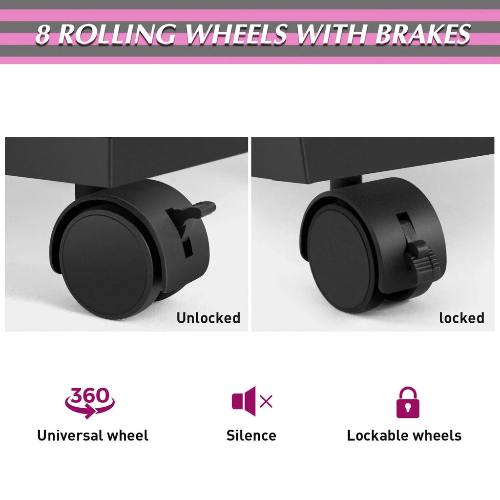 Lockable Manicure Artist Wrist with Desk Nail Table Cushion, Shelves Black Station Downdraft Beauty Wheels, Vent, Electric Drawers, Hand