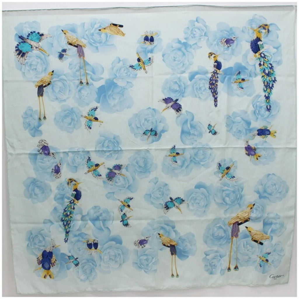 Pre-Owned pattern | bird Cartier (Good) scarf muffler Ladies silk