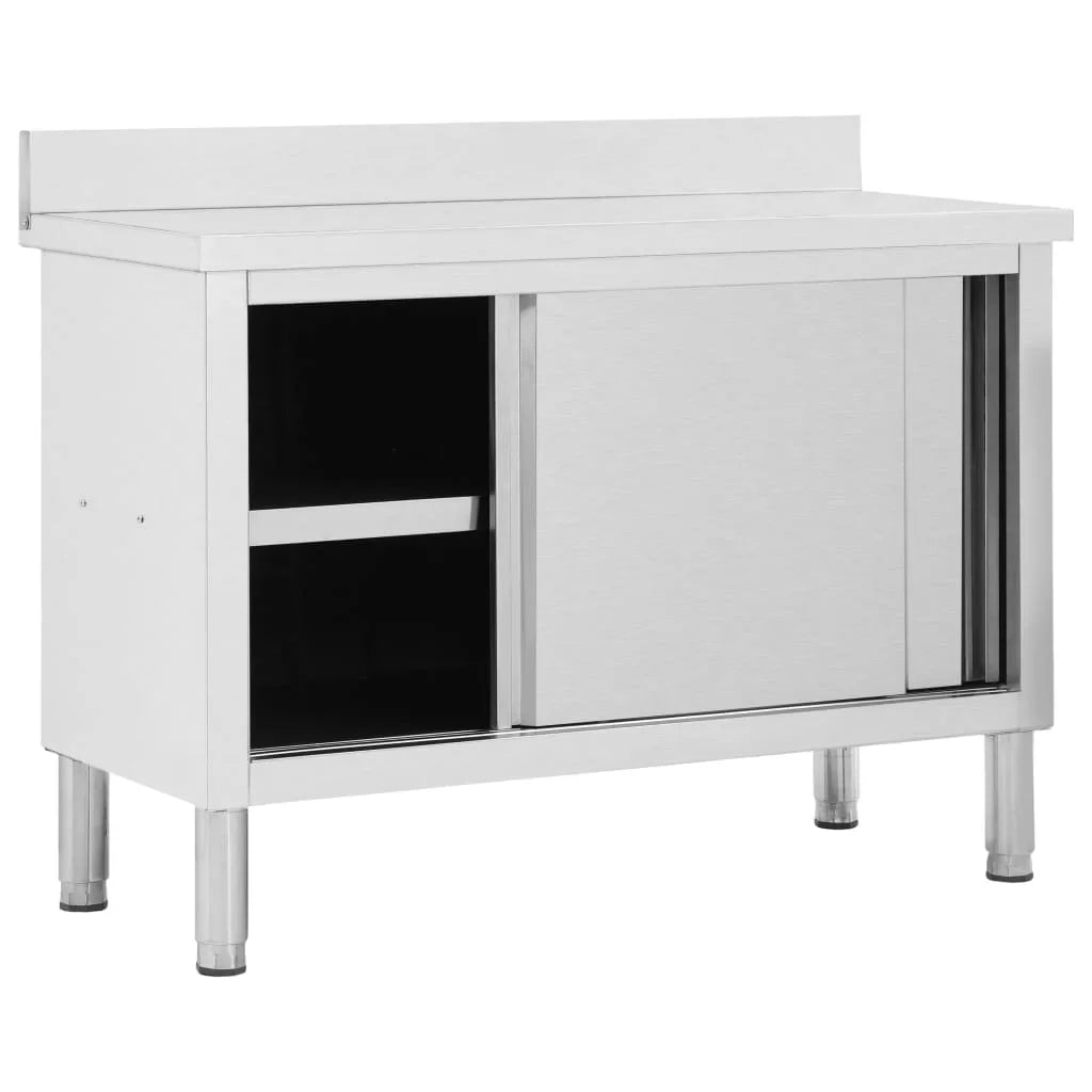 Doors with Work Sliding 47.2"x19.7"x37.4" Table Steel Stainless