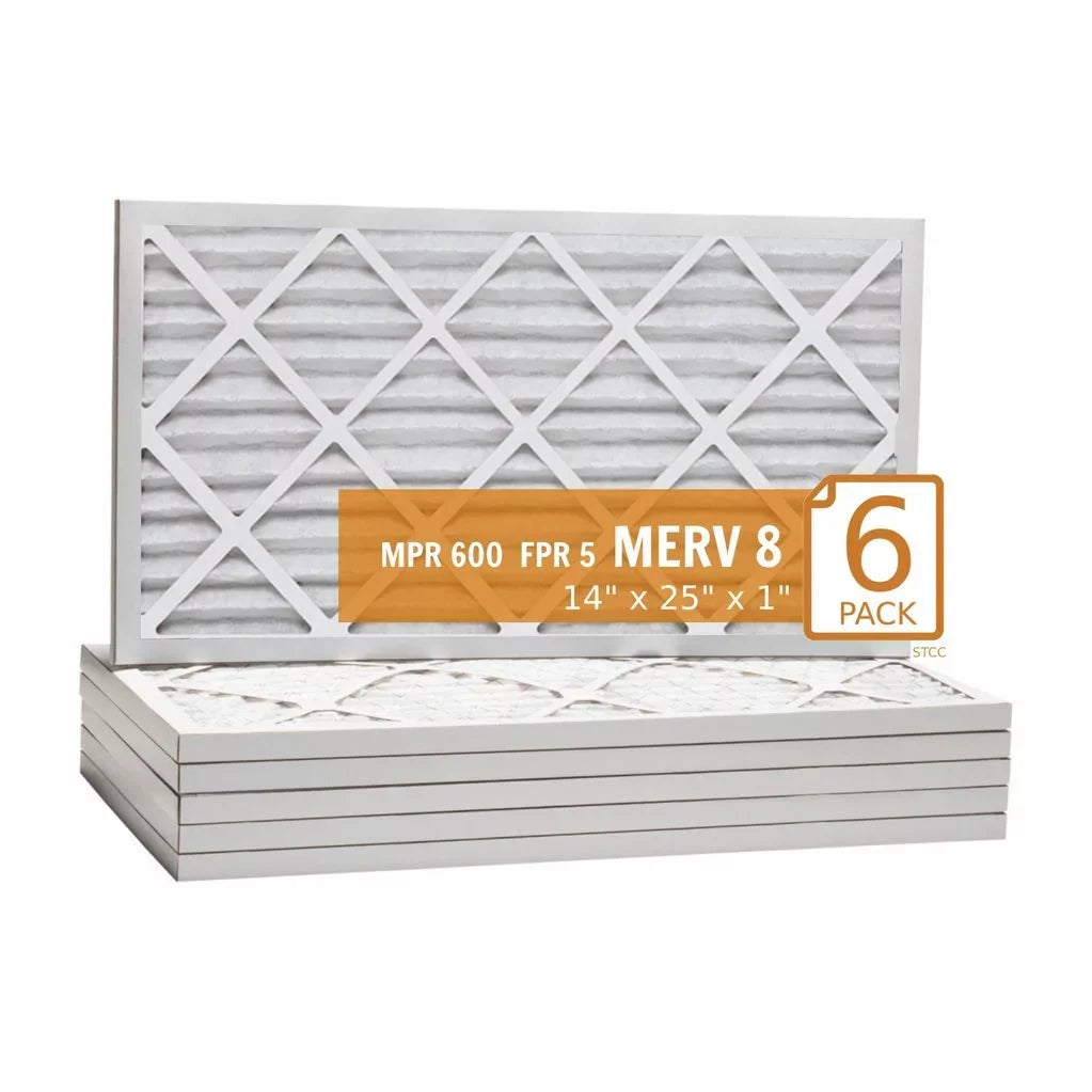 Pack) Air Purolator Pleat (6 Key Filter 8 MERV 14x25x1 -