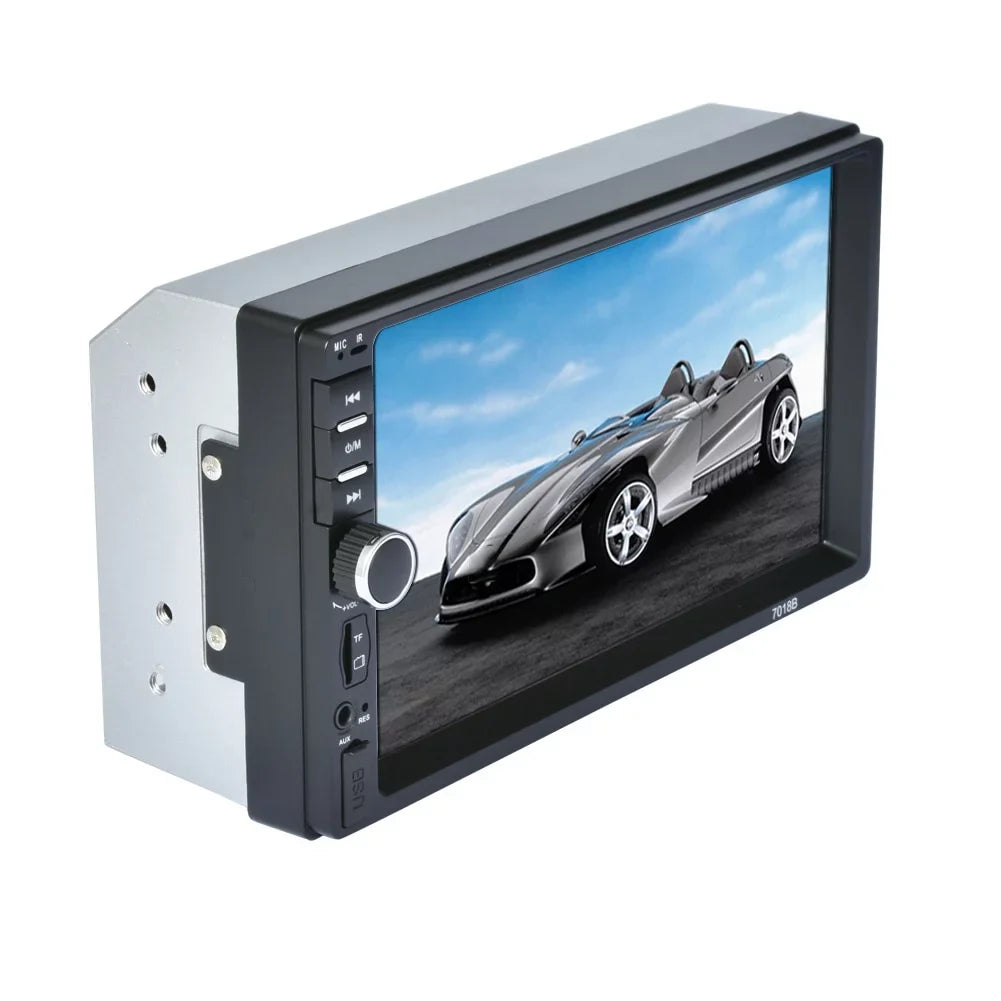 Stereo Mirror Camera& Support Touch Control Din LCD 7" Car +Rear Radio View with Remote Link/DVR/USB/FM/SD/MIC in-Dash MP3 Bluetooth Screen Double Head Car Unit