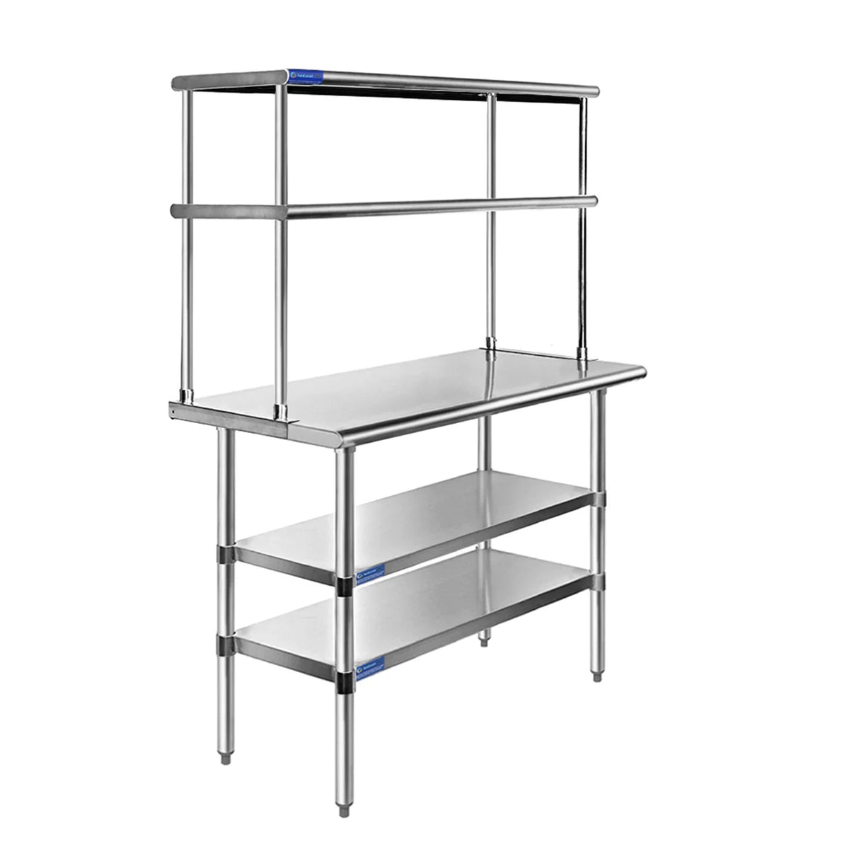 With Double Tier Table Metal Stainless Shelves Prep Kitchen | & 14" | Work Combo Wide 60" 12" Shelving Steel Overshelf Table Two x