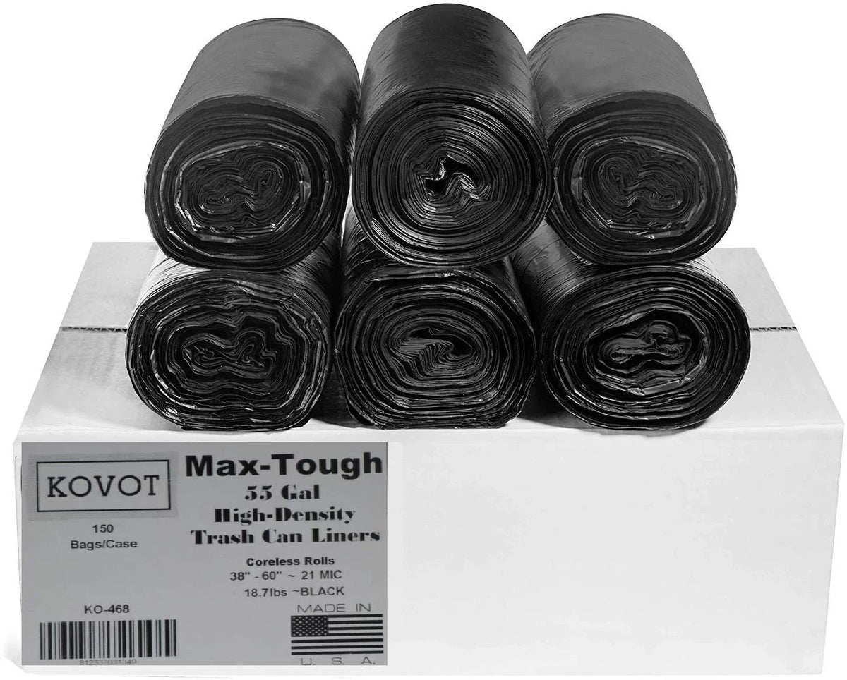 Rolls Seal RL-386021K of 55 Coreless Density Bag, Black Star High 150) Max-Tough Gal. Trash (Pack