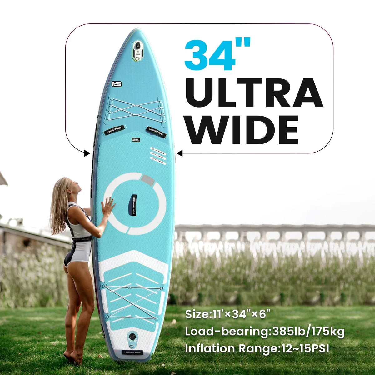 Up 11'x34"x6" Board With Inflatable Paddle Accessories Stand