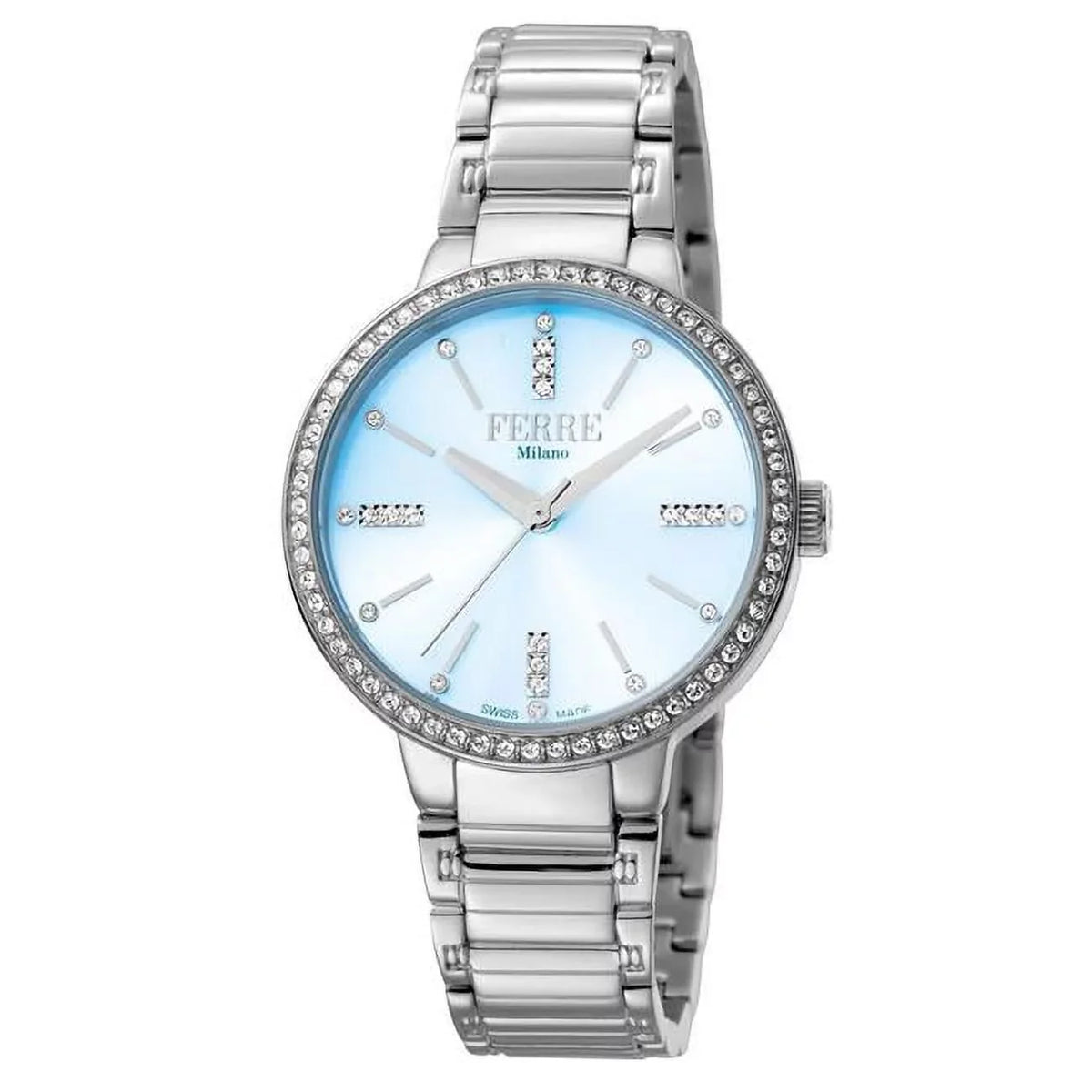 Silver Bracelet Womens Made Watch Ferre Swiss Quartz Blue with Milano Dial