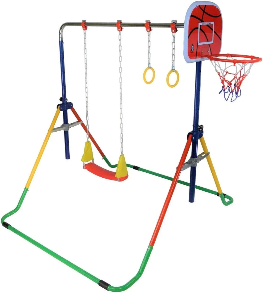 Home Folding Bar Swing, for Bar - 4-in-1 Rings, Training Hoop Gymnastics Height-Adjustable Basketball with Set Junior Gym