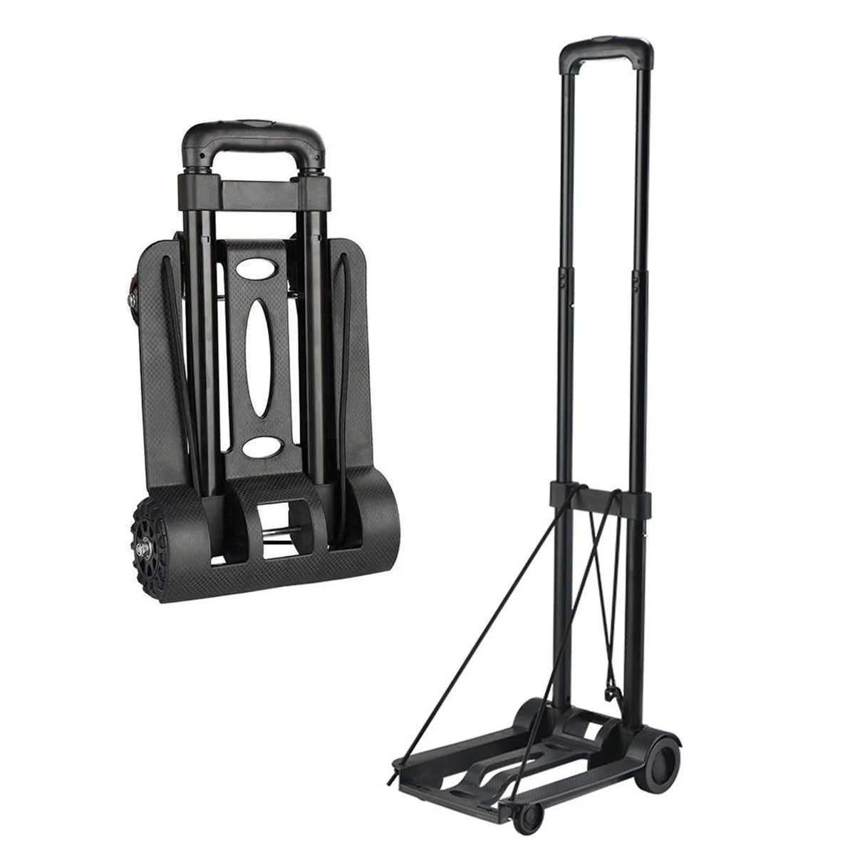 Big Duty Folding Wheels for Cart Travel Black Moving Luggage Platform and Heavy Use. with Cart Cart Luggage for siisll Home, Lightweight Hand Truck Capacity Office Folding Collapsible Cart for Utility