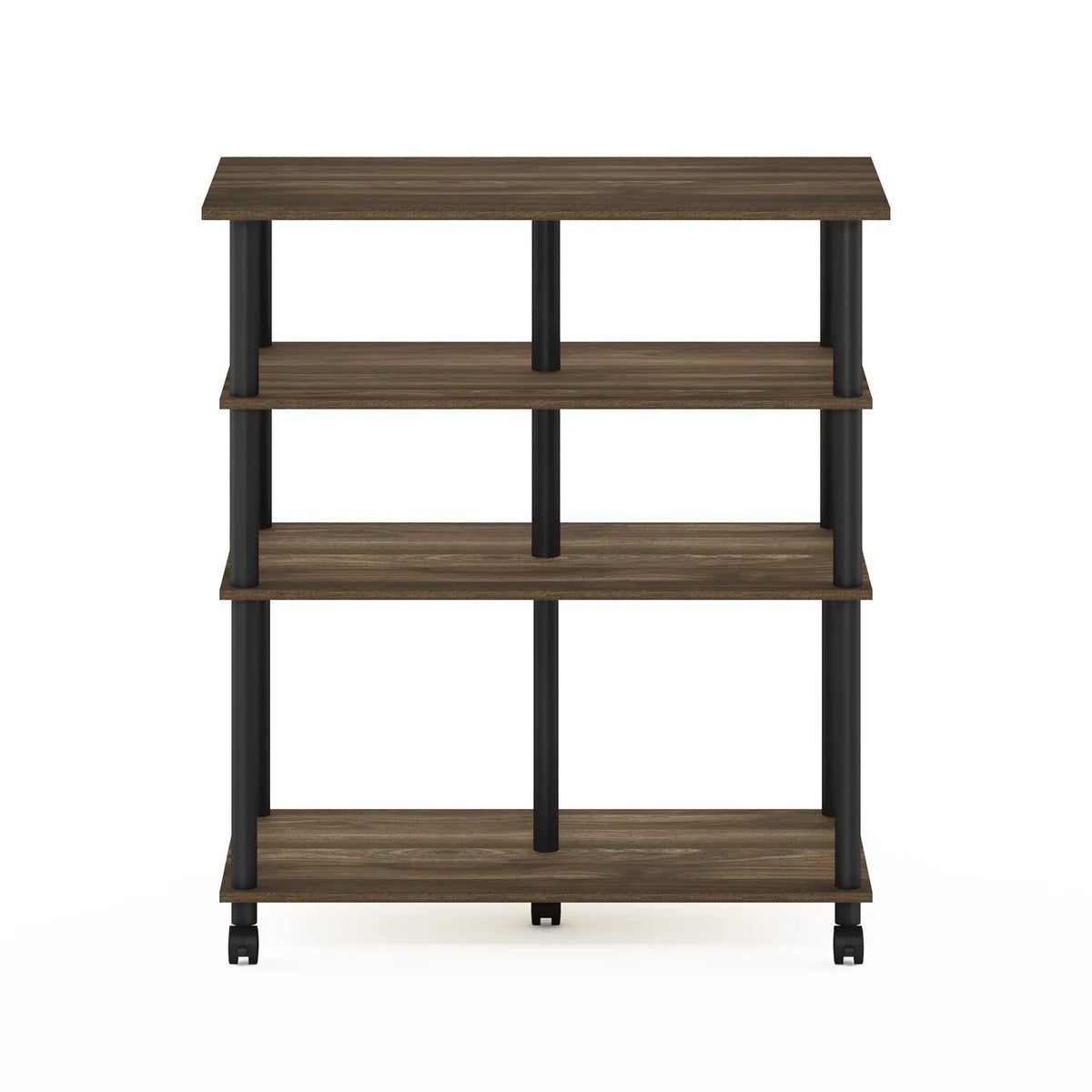 Columbia Walnut/Black Helena wheels, Kitchen Island Furinno 4-Tier on Rolling