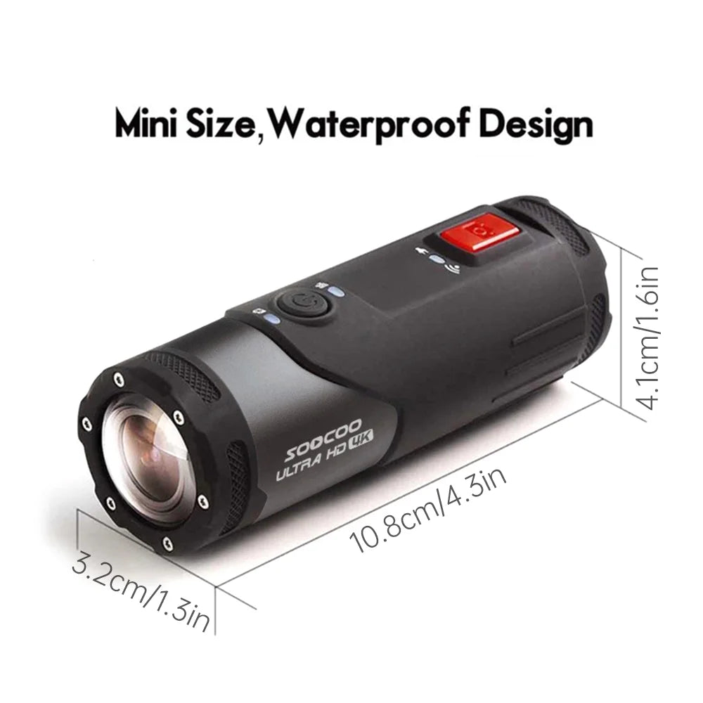 Waterproof WiFi Camera, Helmet mounted Camera Action APP Head Adventure SOOCOO 4K Sports Cycling