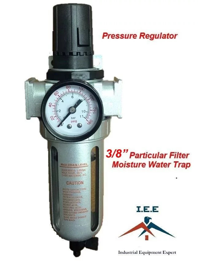 Water Regulator Moisture Compressed 3/8" Trap Pressure Air Particulate Filter /