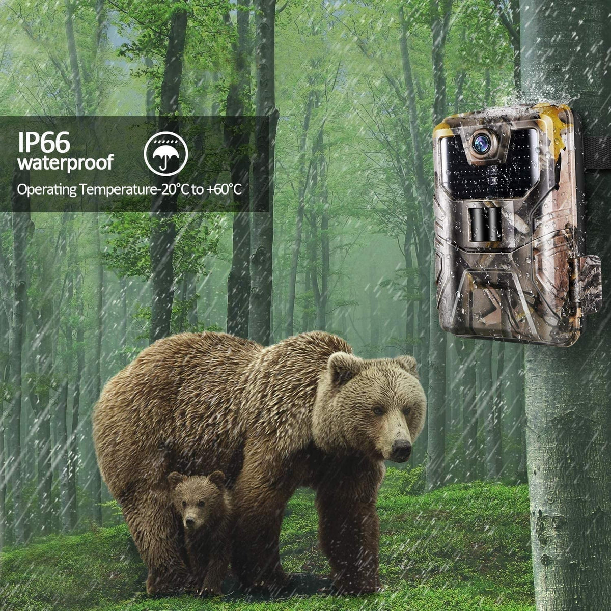 Camera APP Monitoring Traps Camera Vision Camera HD Outdoor Trail Game Photo Control WiFi Wildlife Night Scouting SuntekCam Wildlife Waterproof for 36MP/4K