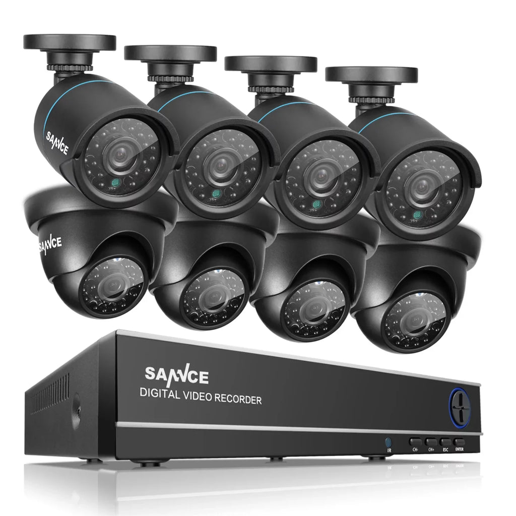 Full 1080N P2P and -No (8) DVR Weatherproof IP66 QR Vision Night CCTV Camera Scan Access Cameras, HDD Code 720P Technology/E-Cloud Service, SANNCE System Surveillance Remote Security , 8CH