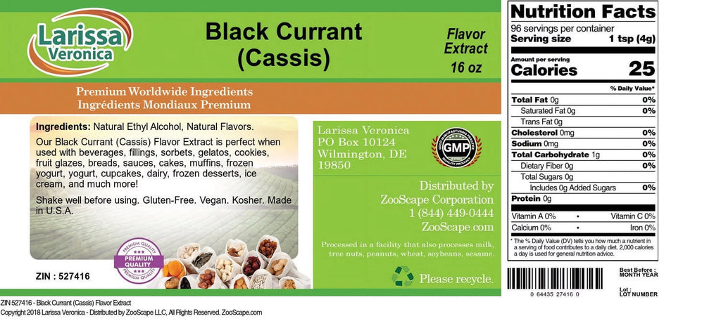 oz, (Cassis), (Cassis) 16 Extract, Currant 527416) 3-Pack, (Black Currant Zin: Black Larissa Veronica Flavor