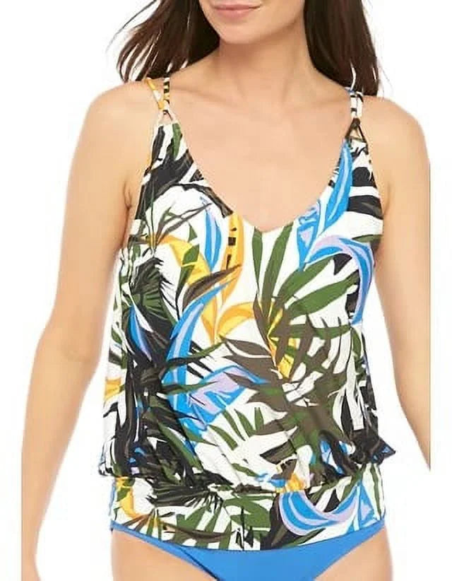 Klein Calvin Printed Green, Top, Blouson Tankini Small Underwire