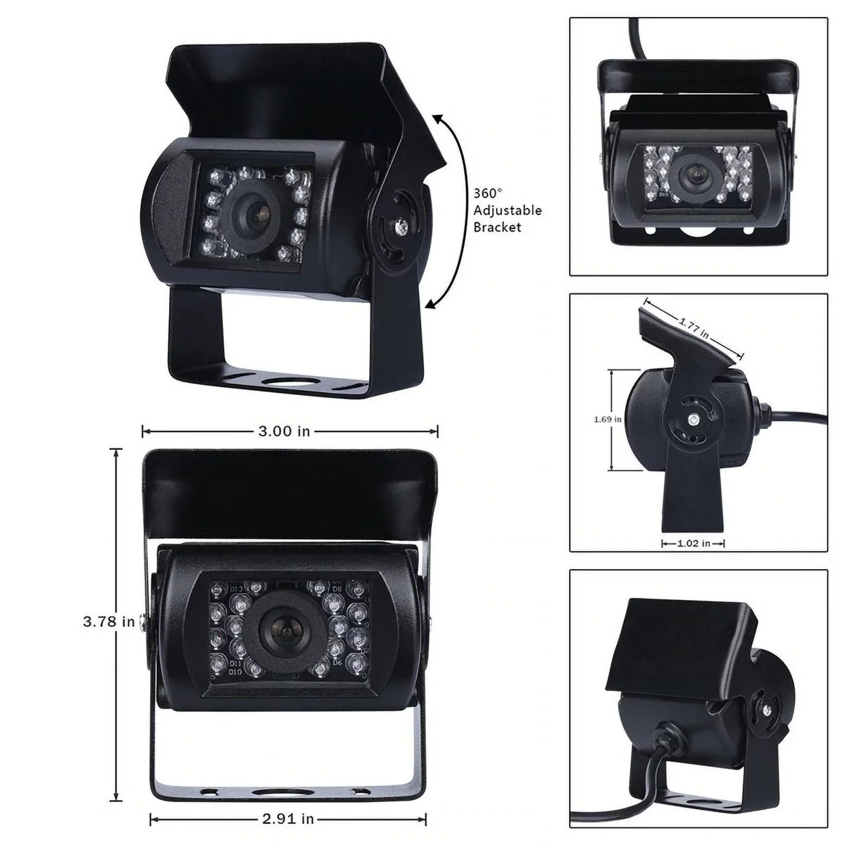 Van RV Car feet Truck for cable Car Monitor Bus parking system TFT camera IR with reverse Vision+32 7inch LCD 12V/24V Night 18 LED