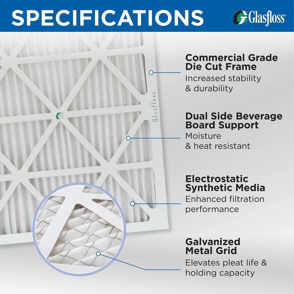 by Filters 16x25x1 7/8 MERV Glasfloss. Pack 10 Pleated 6 x x of Actual Size: 15-1/2 Air 24-1/2