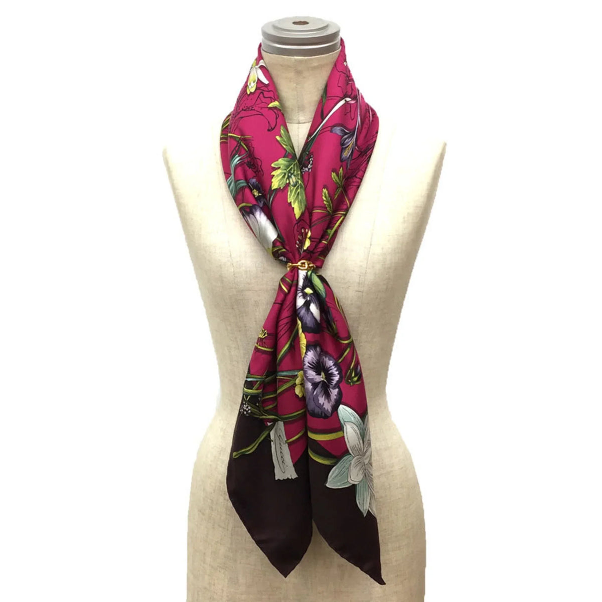 Pink aq9410 Pre-Owned Scarf Flora x 100% Silk GUCCI New) Flower Large (Like Muffler Gucci Print Carre Bordeaux