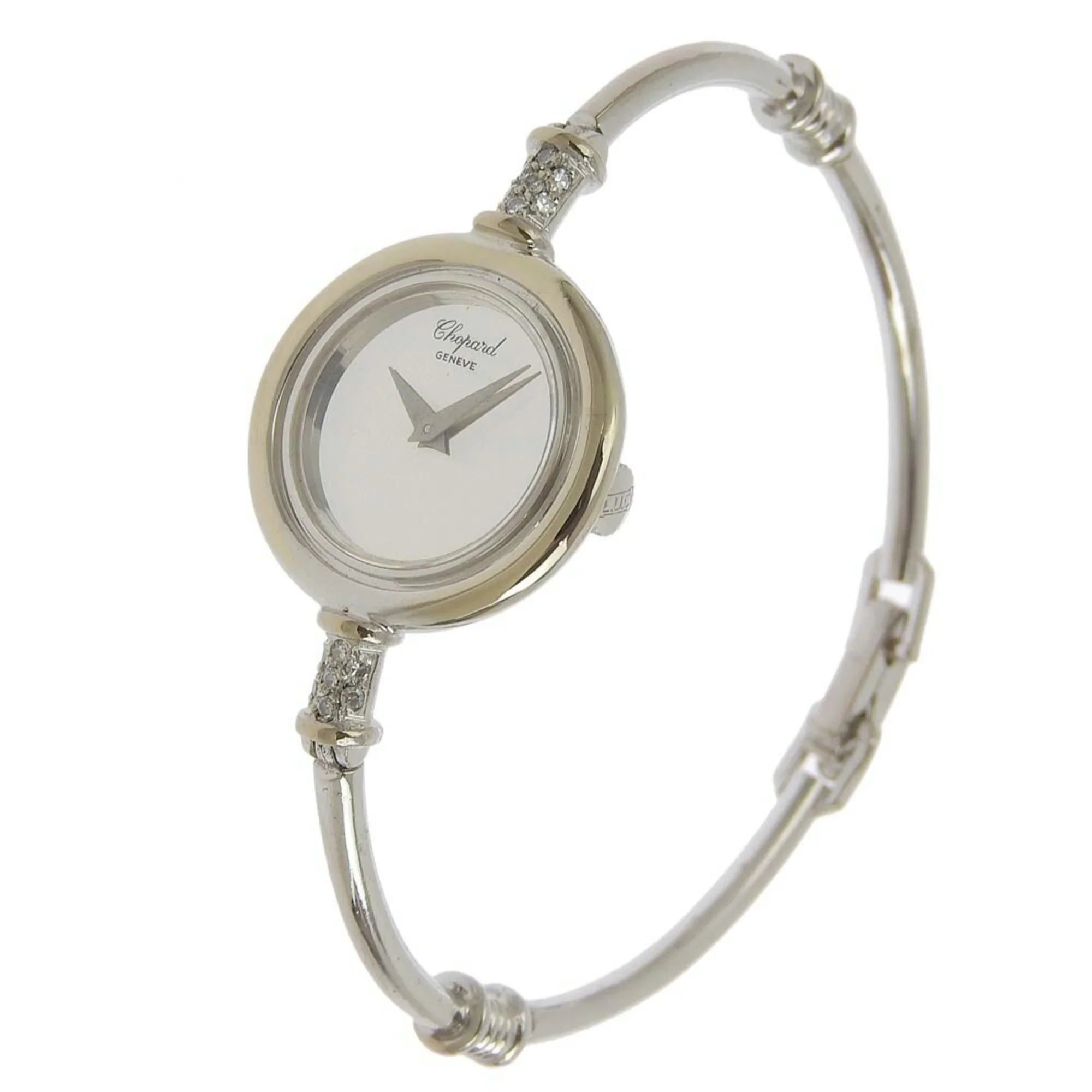 Chopard White Silver x Round Pre-Owned G30171 Watch Dial K18 Manual (Fair) Gold Diamond Women's Winding