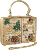 Handbag, Song Carols Frances Gold Christmas Book Handle Top Beaded Mary